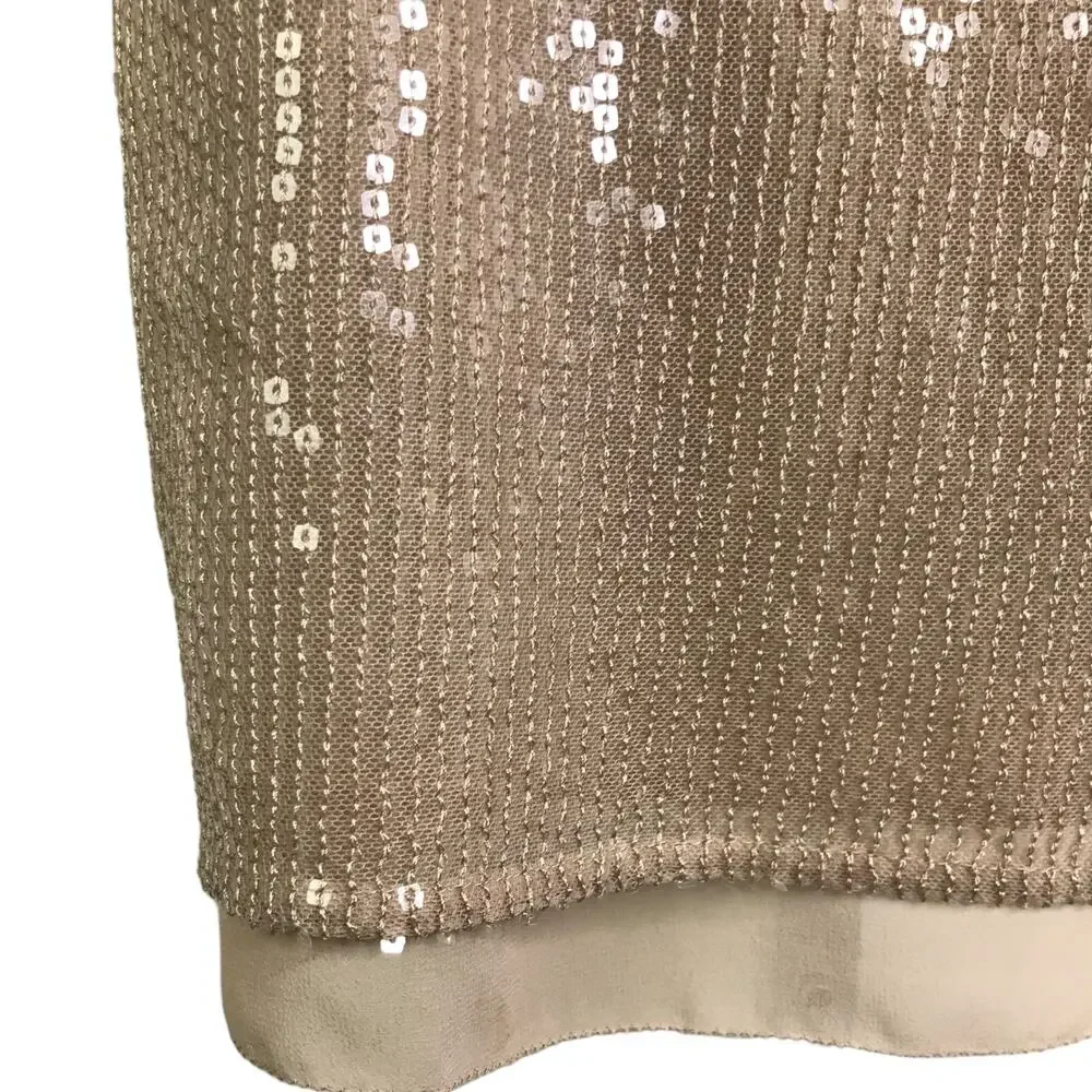 White House Black Market‎ Top Womens XS Beige Sequins Camisole Tank V-Neck Go Go - Picture 7 of 10
